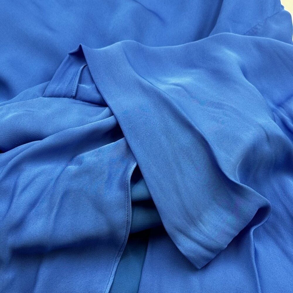 🆕 ALICE + OLIVIA 🧿 NWT Alita Spaghetti Strap Drape Asymmetrical Dress Blue Sz4 - Picture 12 of 16